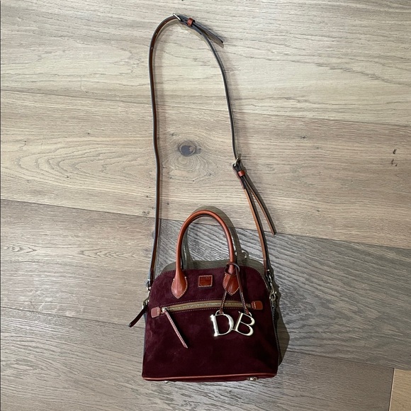Dooney & Bourke Suede Dome Satchel Crossbody Bag & Charm & Dustbag - Picture 9 of 10